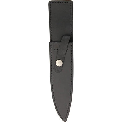 Hibben Old West Boot Knife GH5047 5 Inch Satin Double Edge Blade Wood Handle Leather Sheath for Outdoor Enthusiasts by Hibben