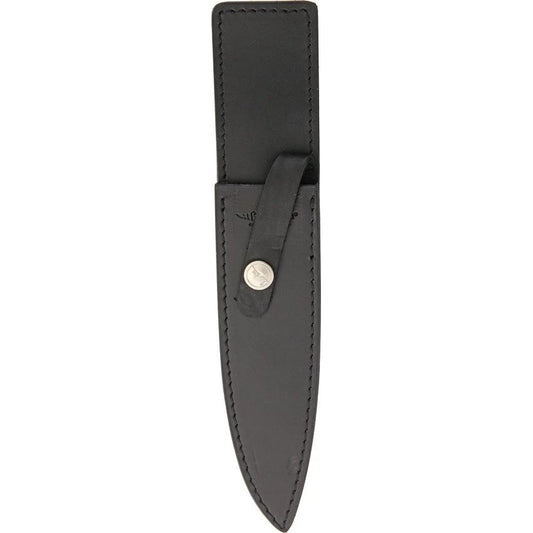 Hibben Old West Boot Knife GH5047 5 Inch Satin Double Edge Blade Wood Handle Leather Sheath for Outdoor Enthusiasts by Hibben