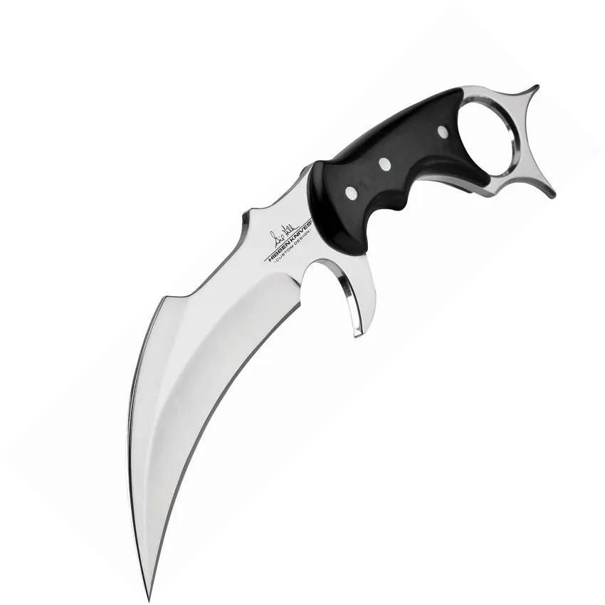 Hibben Karambit With Belt Sheath GH5054 5.5In 5Cr15MoV Blade Full Tang Black Linen Micarta Handle Tactical EDC Knife by Hibben