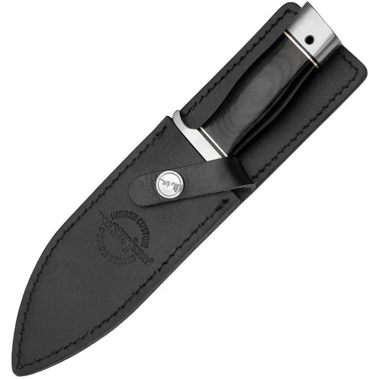 Hibben Alaskan Boot Knife GH5055 8.75in Drop Point 3Cr13 Stainless With Black Linen Micarta Handle Outdoorsmen Sheath by Hibben