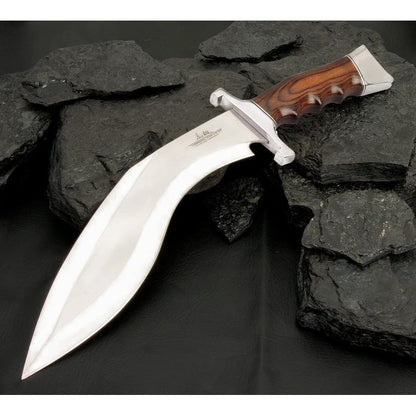 Hibben Kukri Fighter GH5095 Survival Knife With 11.88In Curved Blade Pakkawood Handle Includes Belt Sheath by Hibben