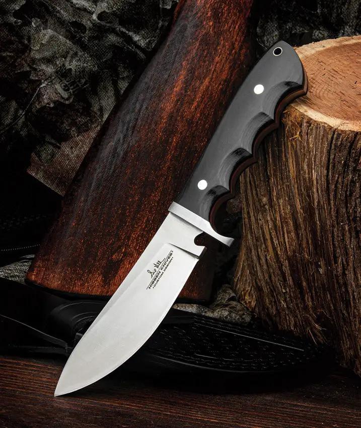 Hibben Pro Hunter Drop Point Knife GH5124 For Outdoorsmen Durable 5Cr15MoV Steel Leather Sheath by Hibben