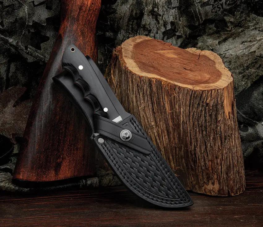 Hibben Pro Hunter Drop Point Knife GH5124 For Outdoorsmen Durable 5Cr15MoV Steel Leather Sheath by Hibben