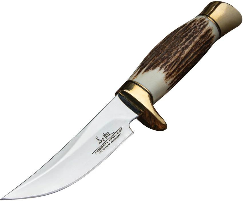 Premium Hibben Whitetail Skinner Knife 4in Stainless Blade Stag Handle Brass Guard for Hunters by Hibben