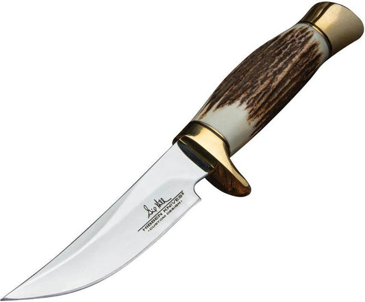 Premium Hibben Whitetail Skinner Knife 4in Stainless Blade Stag Handle Brass Guard for Hunters by Hibben
