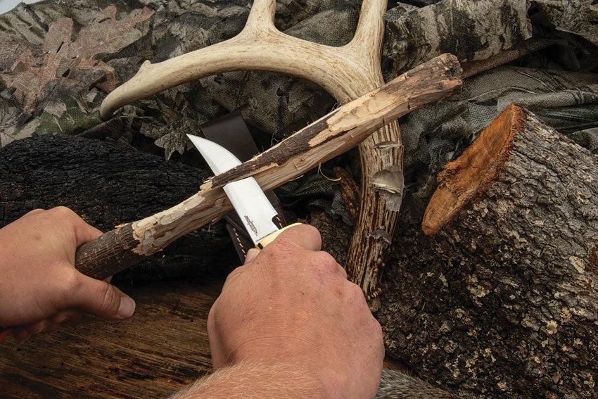 Premium Hibben Whitetail Skinner Knife 4in Stainless Blade Stag Handle Brass Guard for Hunters by Hibben
