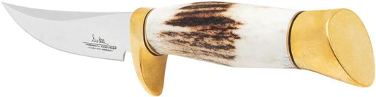Premium Hibben Whitetail Skinner Knife 4in Stainless Blade Stag Handle Brass Guard for Hunters by Hibben