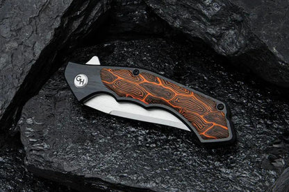 Hibben Whirlwind Hellfyre Linerlock Knife Satin Blade 7Cr17MoV Aluminum Handle Pocket Clip For EDC Enthusiasts by Hibben