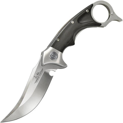 Hibben Recurve Karambit Linerlock Knife Satin 7Cr17MoV Blade Black G10 With Finger Ring For Tactical EDC by Hibben
