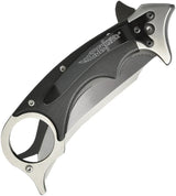 Hibben Recurve Karambit Linerlock Knife Satin 7Cr17MoV Blade Black G10 With Finger Ring For Tactical EDC by Hibben