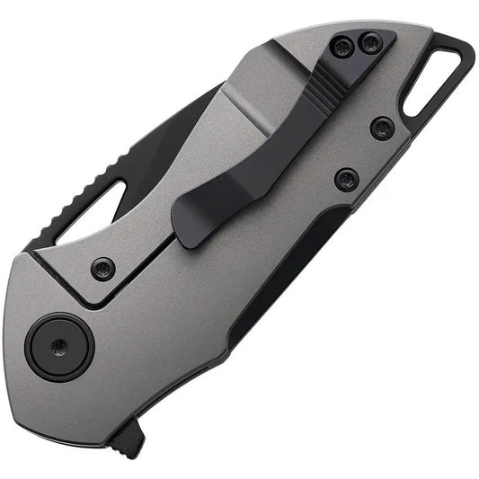 Grissom Knife And Tool Riverstone Framelock Black Gray M390 Blade Black PVD Finish - DLC Titanium Handle by Grissom Knife & Tool