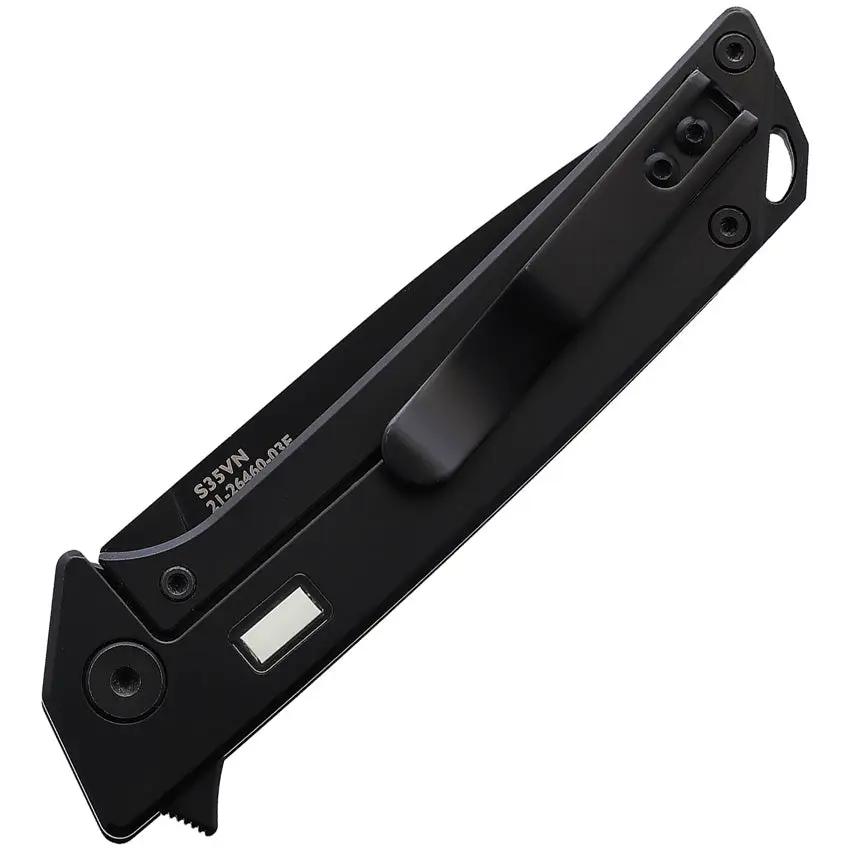 Glow Rhino Reactor Framelock Black PVD Coated S35VN Blade Titanium Handle With Tritium Front Inserts by Glow Rhino