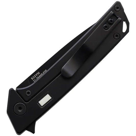 Glow Rhino Reactor Framelock Black PVD Coated S35VN Blade Titanium Handle With Tritium Front Inserts by Glow Rhino