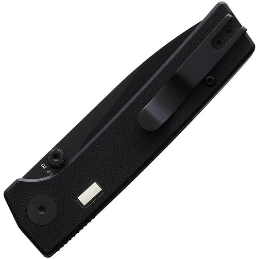 Glow Rhino Fermi Linerlock - Black D2 Tool Steel Blade With Green Tritium Inlay And Red Thumb Stud by Glow Rhino
