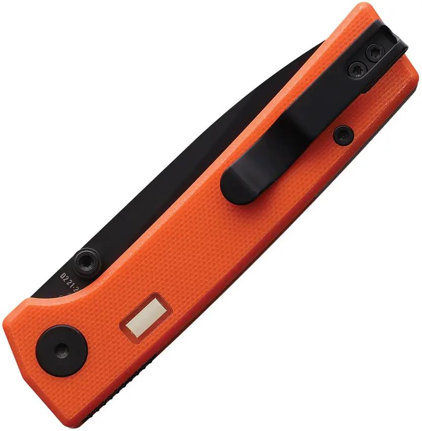 Glow Rhino Fermi Linerlock - D2 Drop Point Blade With Orange G10 Handle And Tritium Inserts by Glow Rhino