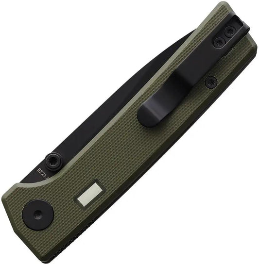 Glow Rhino Fermi Linerlock - Black OD G10 D2 Drop Point Blade With Tritium Inserts by Glow Rhino