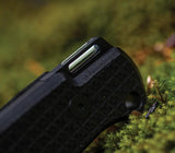 Glow Rhino Bohr Fixed Blade Knife - Black PVD Blade, DC-53 Steel, G10 Handle, Tritium Backspacer, Kydex Sheath by Glow Rhino
