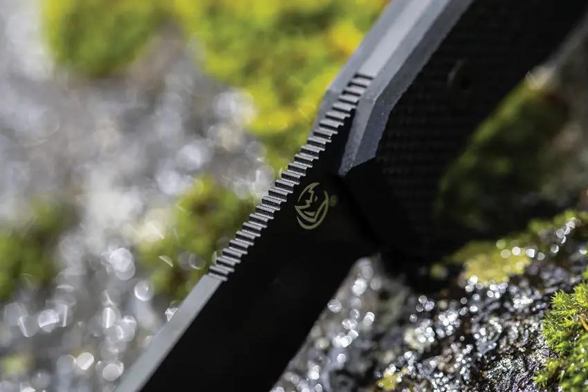 Glow Rhino Bohr Fixed Blade Knife - Black PVD Blade, DC-53 Steel, G10 Handle, Tritium Backspacer, Kydex Sheath by Glow Rhino