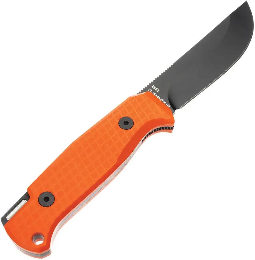 Glow Rhino Bohr Fixed Blade Orange G10 Handle - DC-53 Steel Full Tang With Tritium Backspacer And Kydex Sheath by Glow Rhino