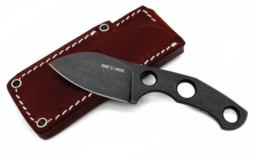 Giant Mouse GMF1-F Fixed Blade Knife M390 One Piece Leather Belt Sheath Precision EDC For Outdoors And Collectors by Giant Mouse