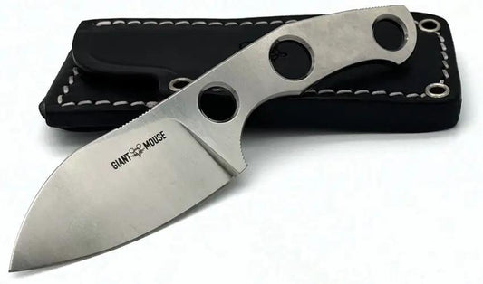 Giant Mouse GMF1 FS Fixed Blade Knife M390 Satin Blade One Piece Construction Leather Belt Sheath For EDC Enthusiasts by Giant Mouse