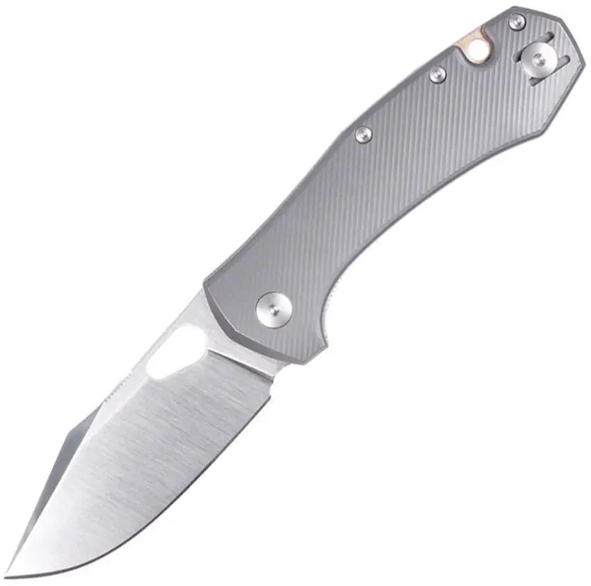 GiantMouse ACE Atelier Linerlock Knife For EDC With Satin Elmax Blade And Gray Titanium Handle by Giant Mouse
