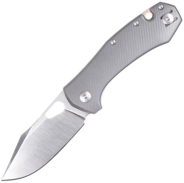GiantMouse ACE Atelier Linerlock Knife For EDC With Satin Elmax Blade And Gray Titanium Handle by Giant Mouse