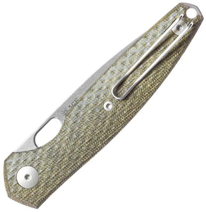 GiantMouse ACE REO Linerlock Knife MagnaCut Blade 3.25in Stonewashed Green Micarta Handle Titanium Backspacer EDC Ready by Giant Mouse