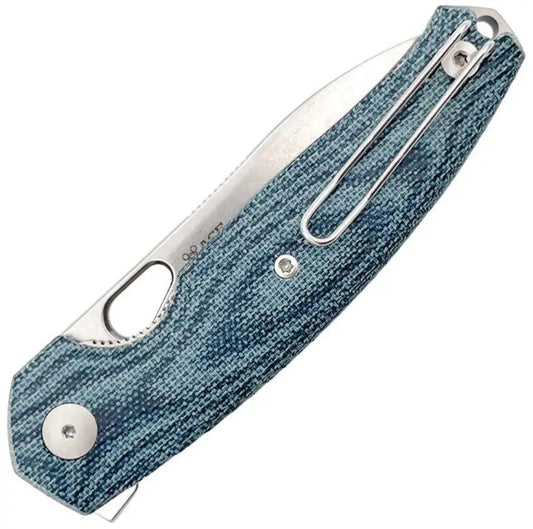 Giant Mouse Ace Jagt Linerlock Denim Knife For EDC Fans With Elmax Stonewash Blade And Denim Canvas Micarta Handle by Giant Mouse