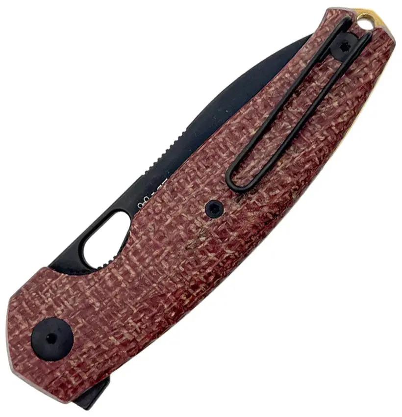 GiantMouse Ace Jagt Linerlock Knife With Burlap Micarta Handle Black PVD Elmax Blade For EDC Enthusiasts by Giant Mouse