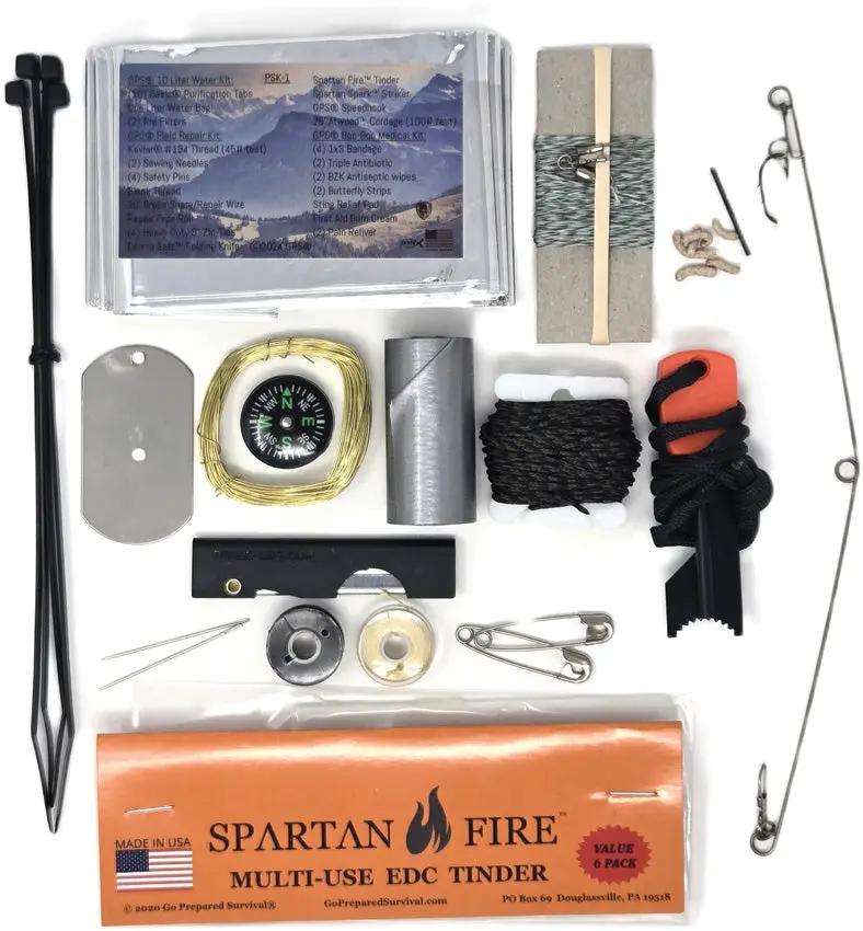 Go Prepared Survival PSK-1 Personal Survival Kit PSK-1 - Essential Compact Kit With Compass Fire Starter Mylar Blanket by Go Prepared Survival