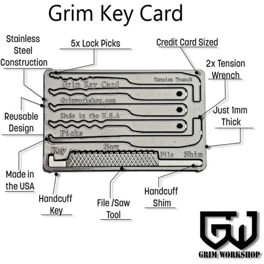 Grim Workshop Lock Picking And Escape Card - Surgical Grade Stainless Tool Retention System by Grim Workshop