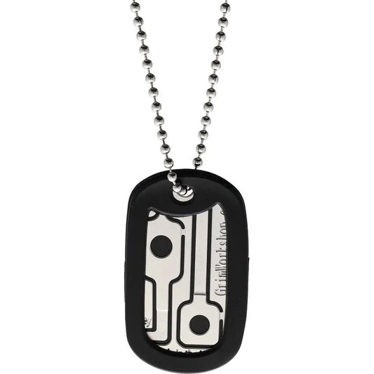 Grim Workshop Escape and Evasion Dog Tag - Hardened Stainless Multitool With Saw, Wrenches, Handcuff Key, Chain Lanyard by Grim Workshop