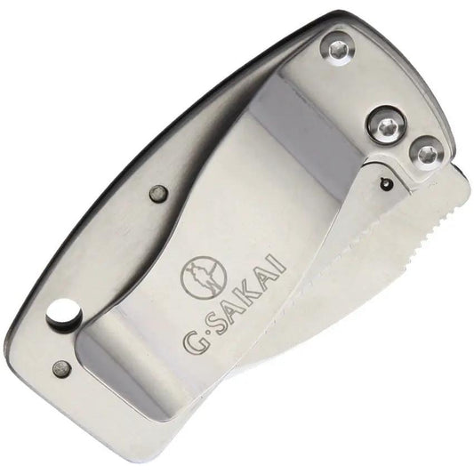 G.Sakai Money Clip Framelock 11168 VG10 Satin Blade Stainless Handle Lanyard Hole Pocket Clip by G.Sakai