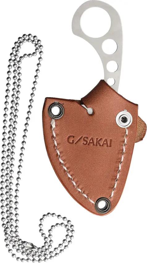 G.Sakai Neck Knife Skinner 11577 4 Inch Satin Blade With Finger Ring - VG XEOS Steel Construction by G.Sakai