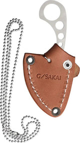 G.Sakai Neck Knife Skinner 11577 4 Inch Satin Blade With Finger Ring - VG XEOS Steel Construction by G.Sakai