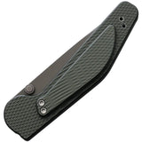 GT Knives Auto Button Lock DP Serrated GT112 - Automatic Opening With Brass Push Button And Green Checkered Handle by GT KNIVES