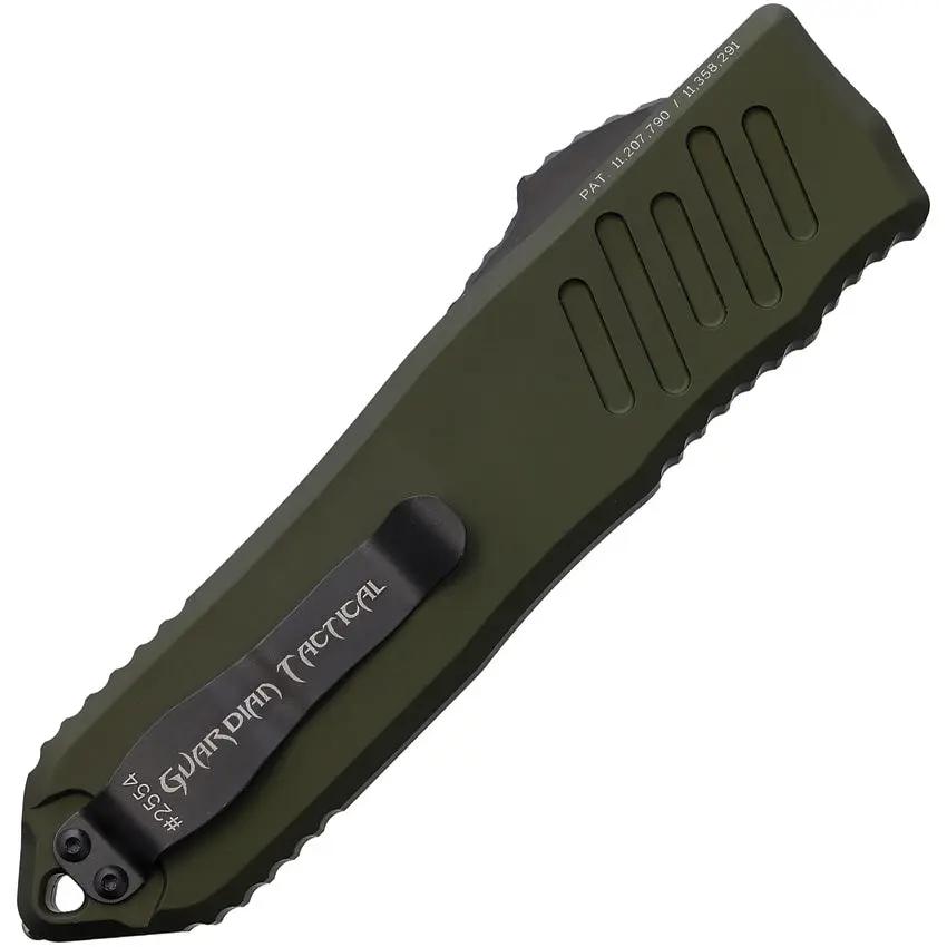 Guardian Tactical Auto Recon 040 OTF Knife - Automatic Opening, Elmax Steel Spear Point Blade, OD Green Handle by Guardian Tactical