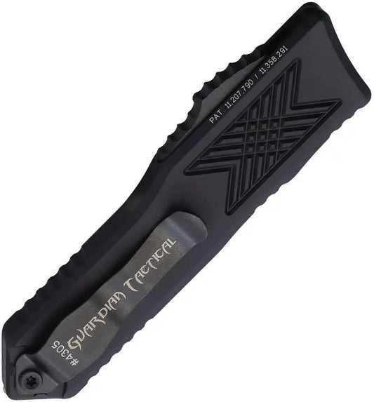 Guardian Tactical Auto GTX025 OTF - Automatic Opening Knife With 2.5 Inch Black Elmax Dagger Blade And Glass Breaker by Guardian Tactical