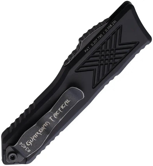 Guardian Tactical GTX025 Auto OTF Knife - Elmax Steel Drop Point Blade, Black Aluminum Handle, Glass Breaker by Guardian Tactical