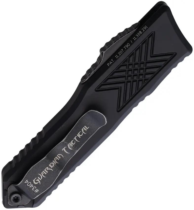 Guardian Tactical GTX025 Auto OTF Knife - Elmax Steel Drop Point Blade, Black Aluminum Handle, Glass Breaker by Guardian Tactical