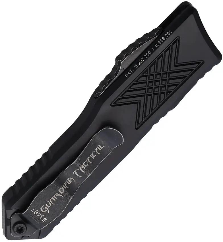 Guardian Tactical Auto GTX025 OTF Tanto Knife Automatic Opening Four Inch Closed Black Elmax Blade by Guardian Tactical