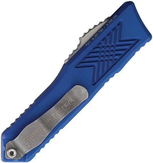 Guardian Tactical GTX025 OTF Auto Knife - Automatic Opening Blue Aluminum Handle Elmax Dagger Blade With Glass Breaker by Guardian Tactical