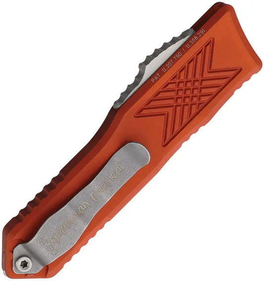 Guardian Tactical Auto GTX025 OTF Knife - Elmax Dagger Blade, 2.5in, Glass Breaker, Burnt Orange Aluminum Handle by Guardian Tactical