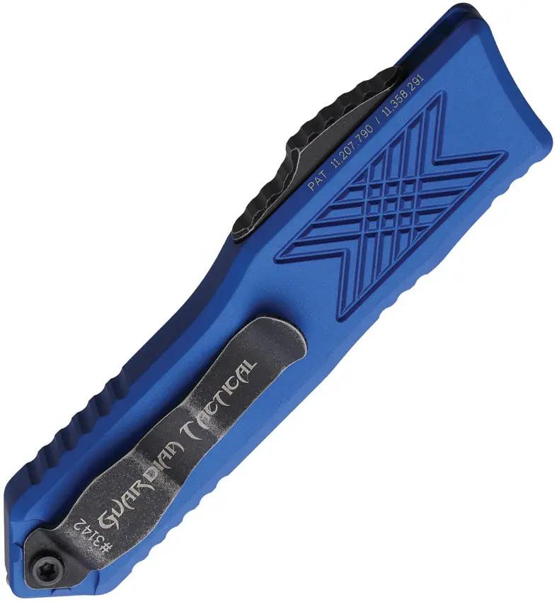 Guardian Tactical Auto GTX025 OTF Knife - Blue Aluminum Handle With Glass Breaker And Pocket Clip by Guardian Tactical