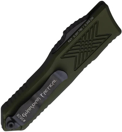 Guardian Tactical Auto GTX025 OTF Knife - Elmax Drop Point Blade, 4 Inch Closed, OD Green Aluminum Handle, Glass Breaker by Guardian Tactical