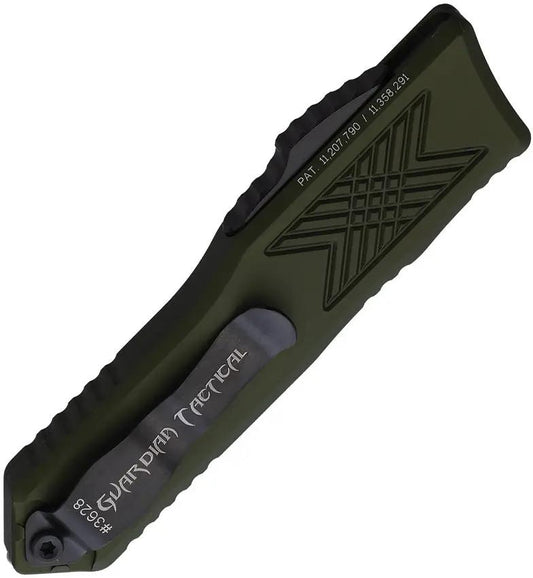 Guardian Tactical Auto GTX025 OTF Knife - Elmax Drop Point Blade, 4 Inch Closed, OD Green Aluminum Handle, Glass Breaker by Guardian Tactical