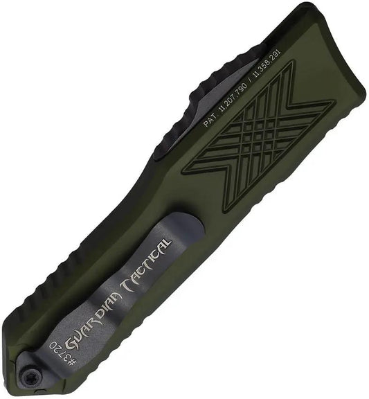 Guardian Tactical GTX025 OTF Tanto Auto Knife - Elmax Blade, Glass Breaker, OD Green Aluminum Handle by Guardian Tactical