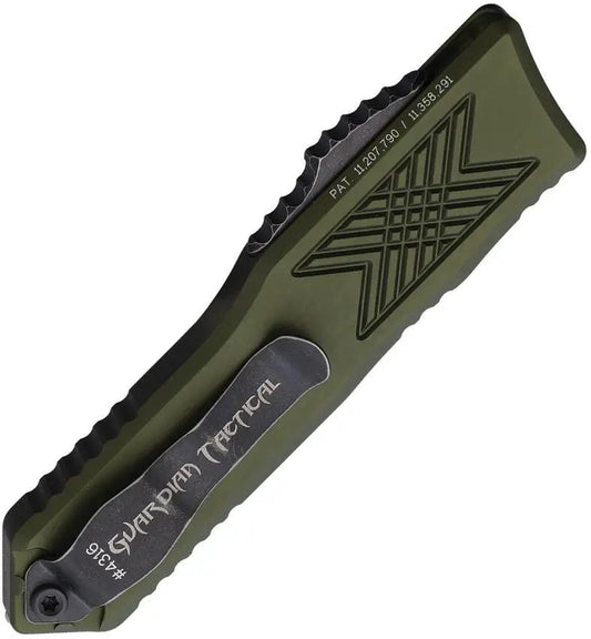 Guardian Tactical Auto GTX025 OTF - OD Green Aluminum Handle, Two And A Half Inch Elmax Dagger Blade, Glass Breaker by Guardian Tactical