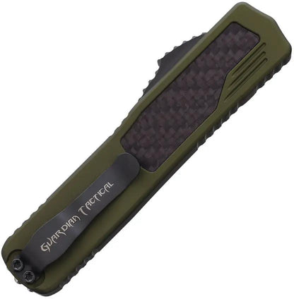 Guardian Tactical Auto Scout OTF - Automatic Opening Dagger With Elmax Steel Blade And OD Green Aluminum Handle by Guardian Tactical